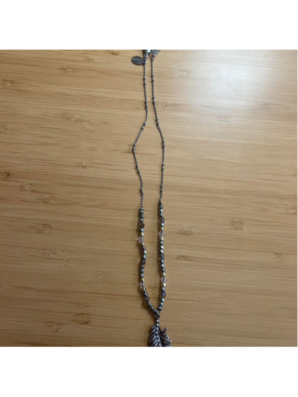 American Eagle silver and beaded feather necklace